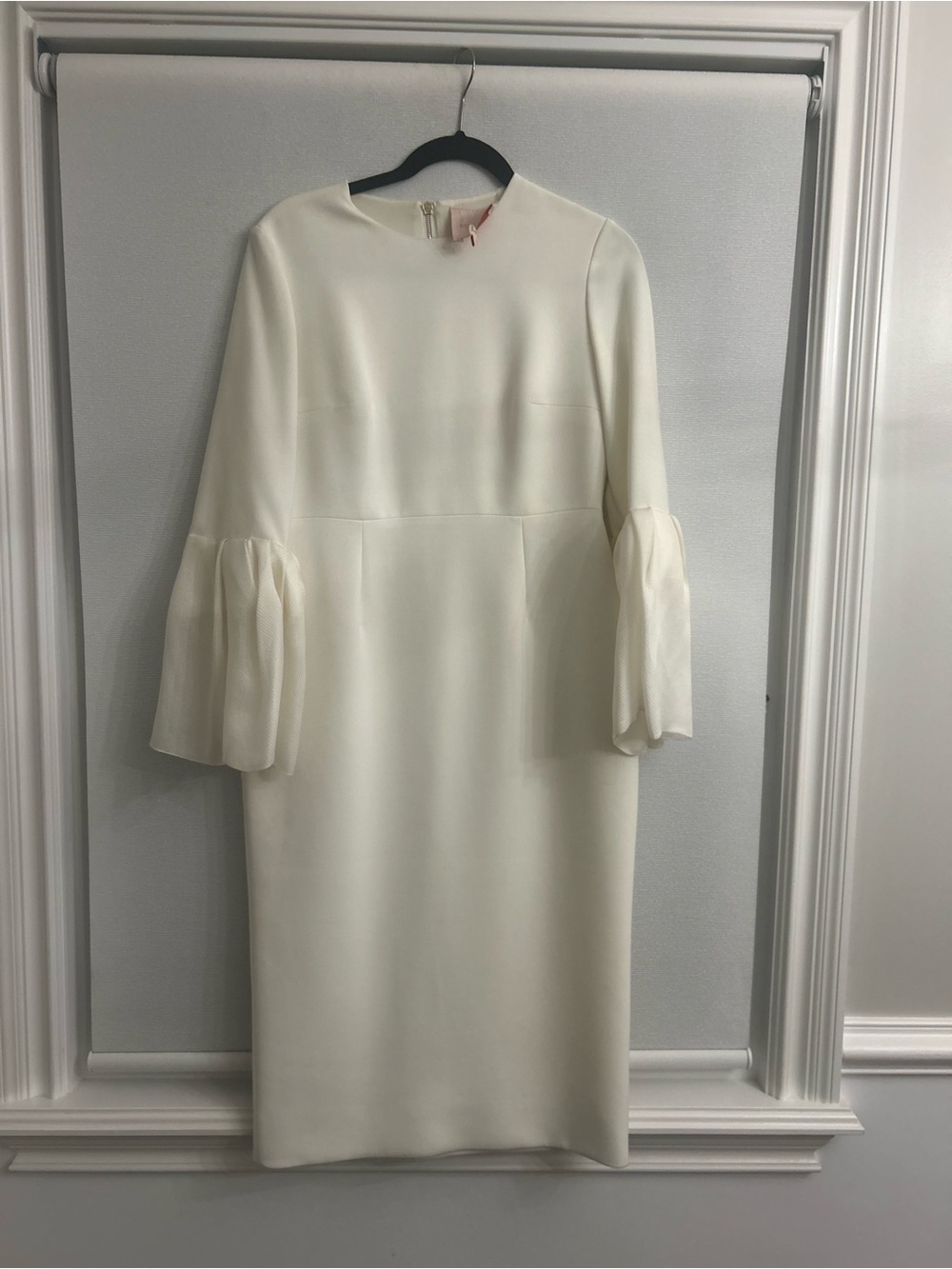 Roksanda Ilincic Cream Long Sleeve Shift Dress with Flared Sleeves